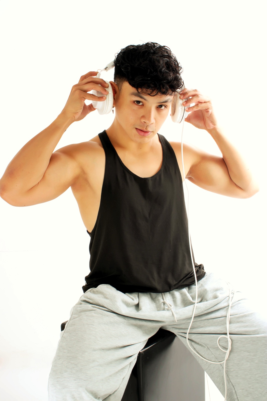 Paolo Domingo studio portrait with headphones